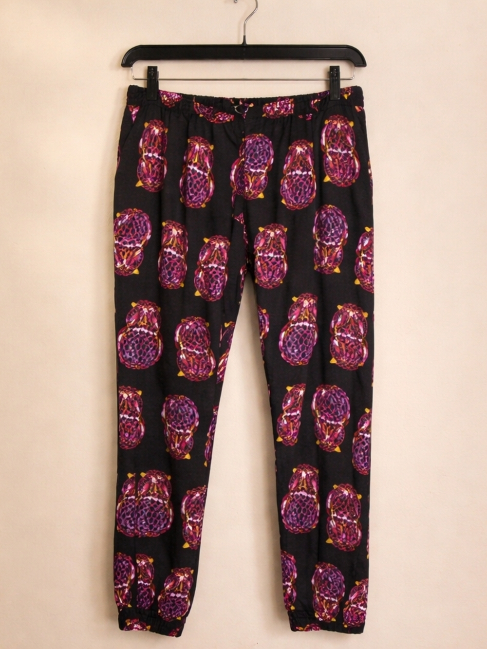 Black Joggers with Vibrant Pink & Purple Orb Print